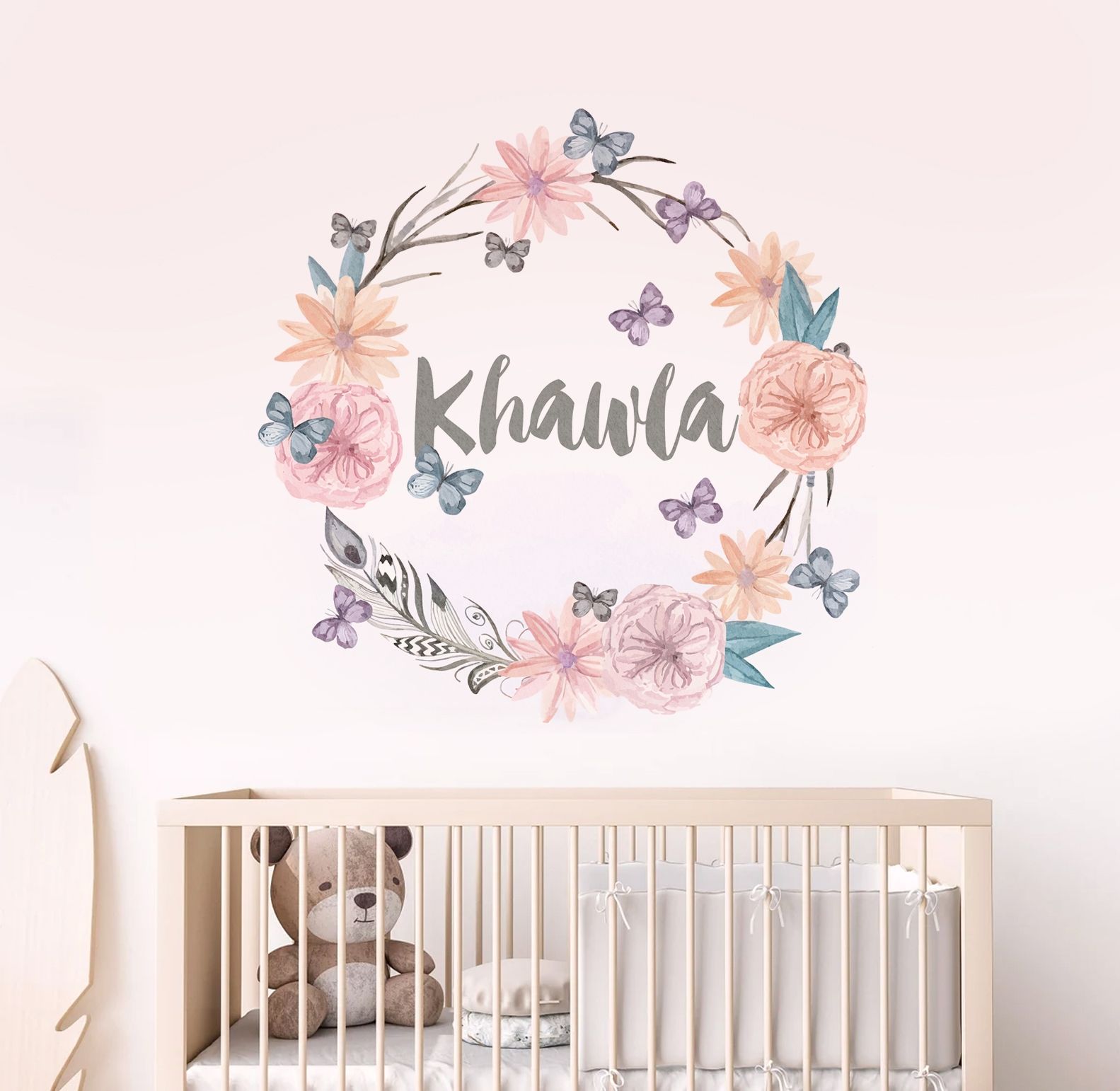 Wallsticker -  Butterflies and Flowers / Personalised