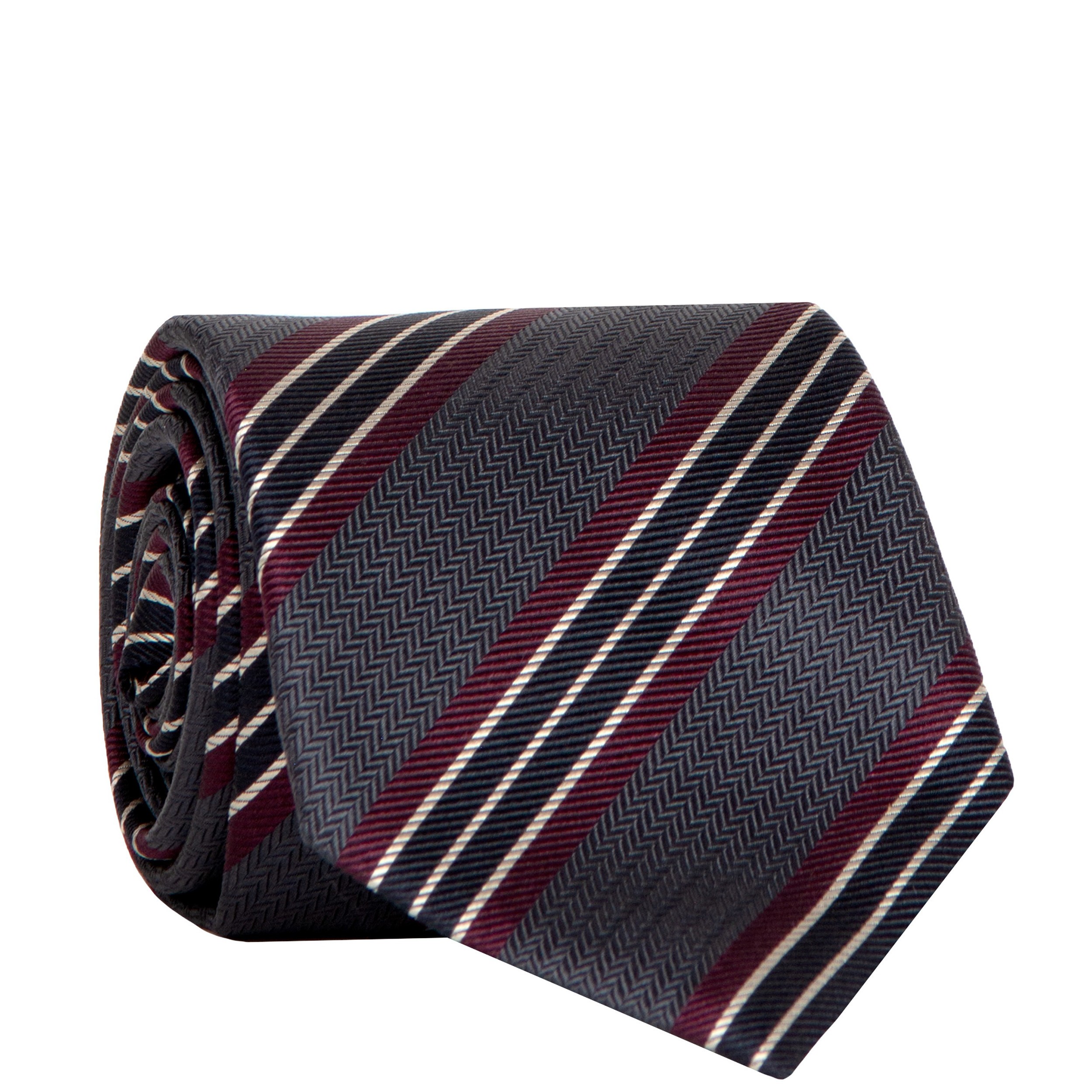 Canali Diagonal Herringbone Striped Tie Blue
