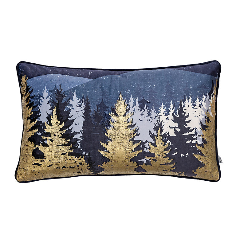 Festive Fir tree Blue Cushion (L)50cm x (W)30cm | DIY at B&Q