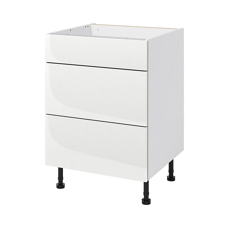 GoodHome Stevia Gloss white slab Cabinet, drawer & door set, (L)60cm | DIY at B&Q