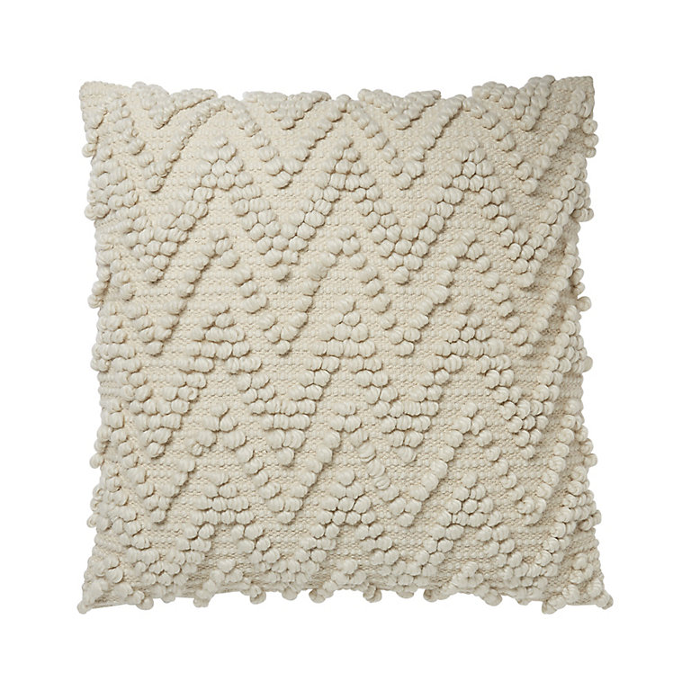 Pondicherry Loop chevron Beige Cushion (L)50cm x (W)50cm | DIY at B&Q