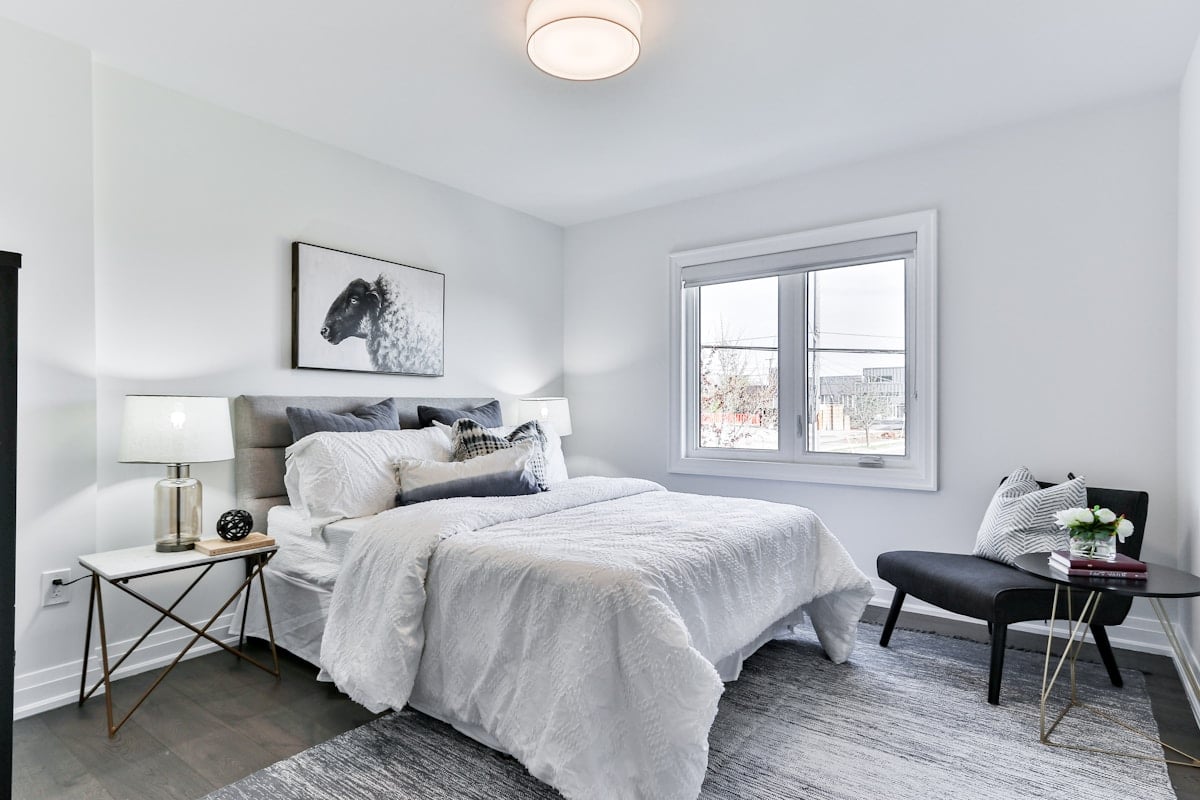 Close view of a comfortable bed in a modern bedroom