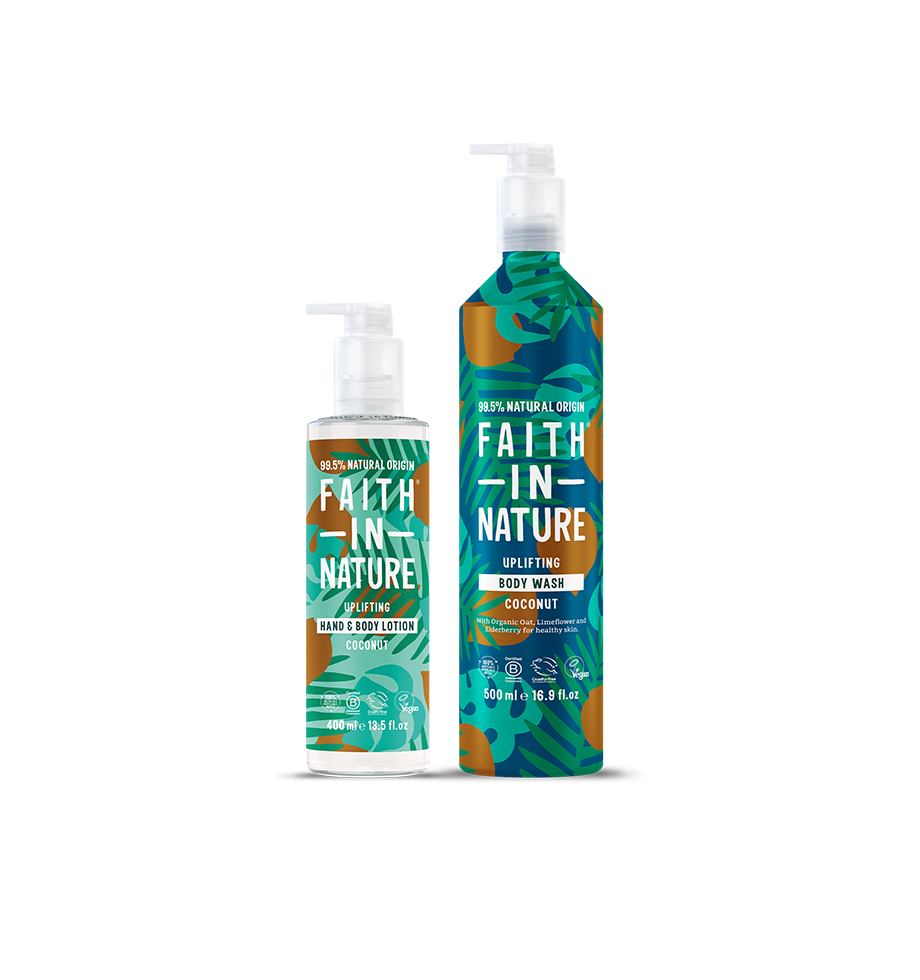 Faith In Nature Coconut aluminium body wash and lotion set