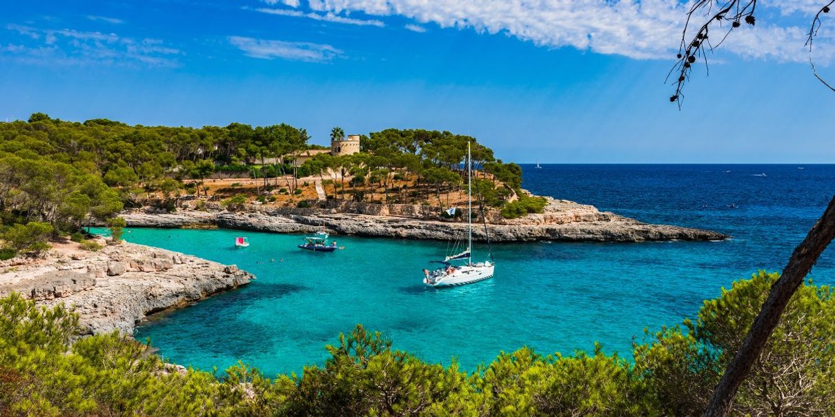 Mallorca coastline and ferry travel in the Balearic Islands