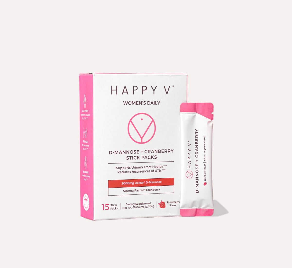Happy V D-Mannose and Cranberry stick packs