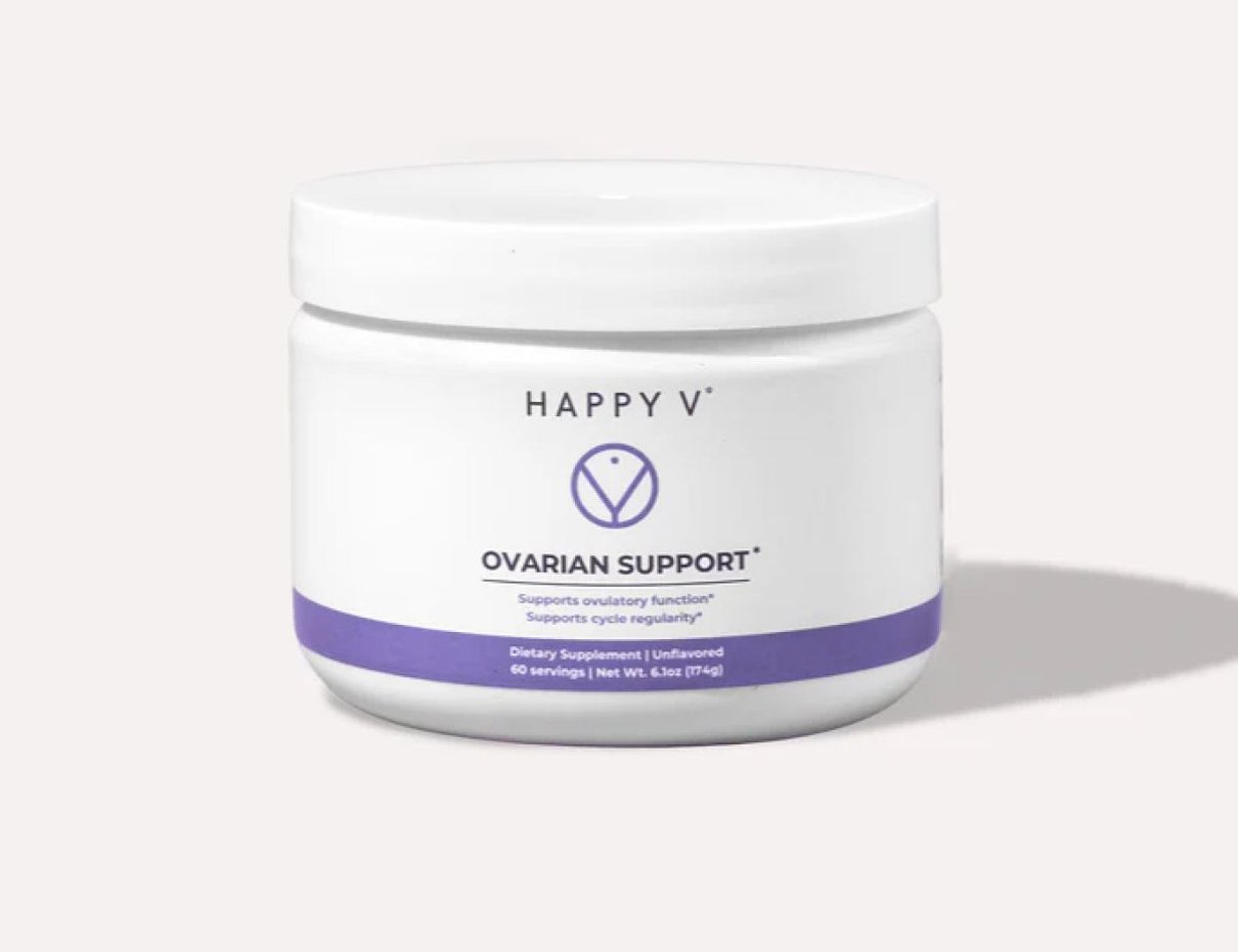 Happy V Ovarian Support supplement container