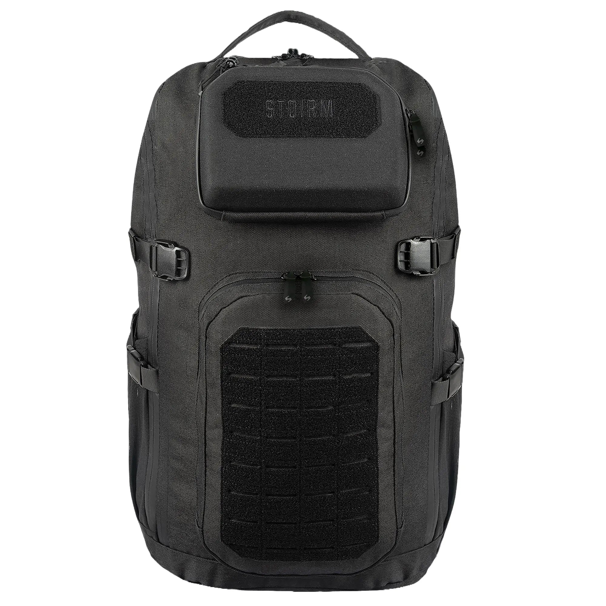 Black Highlander Stoirm Tactical Backpack 40L shown front-on