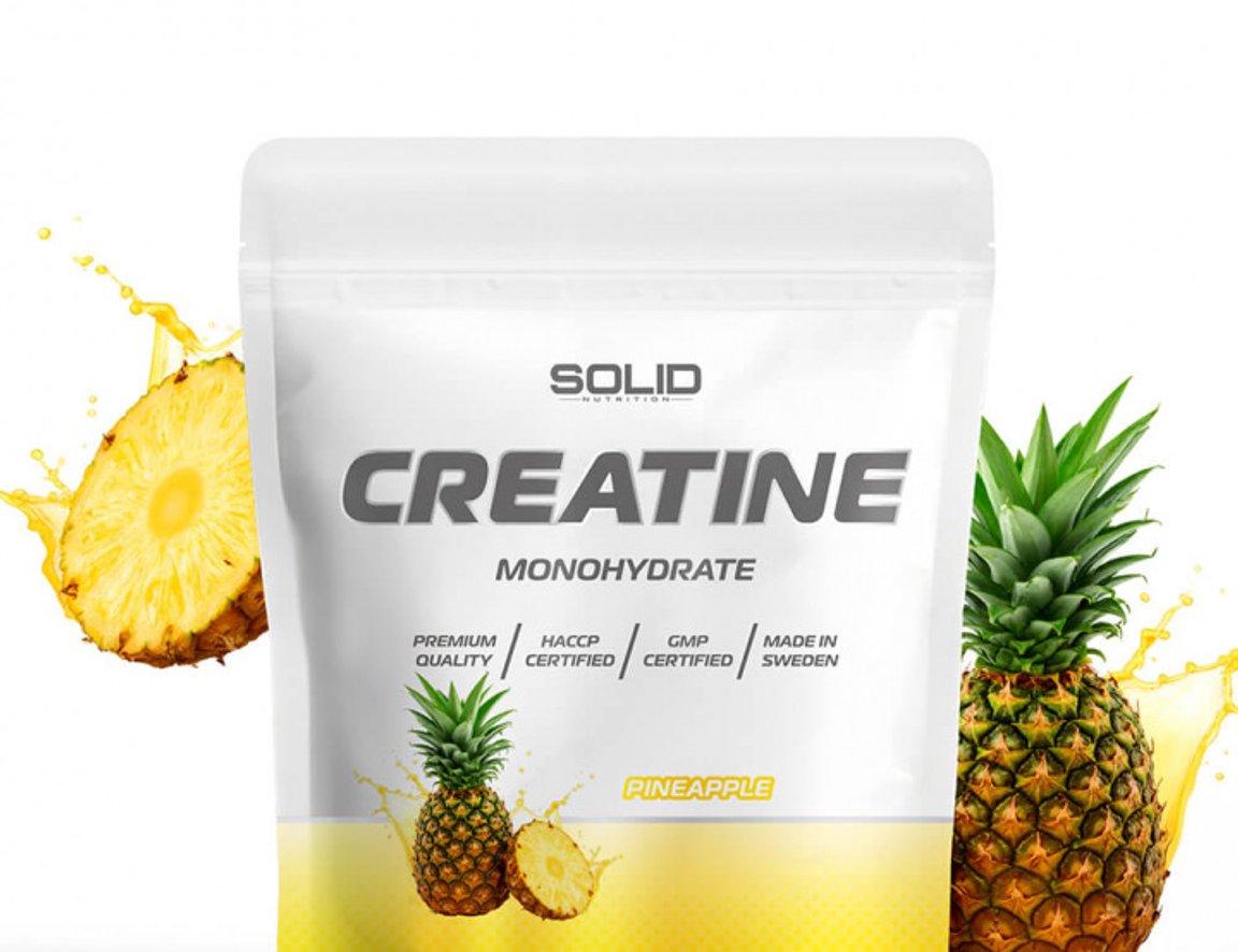 SOLID Nutrition Creatine Monohydrate påse med ananasmotiv