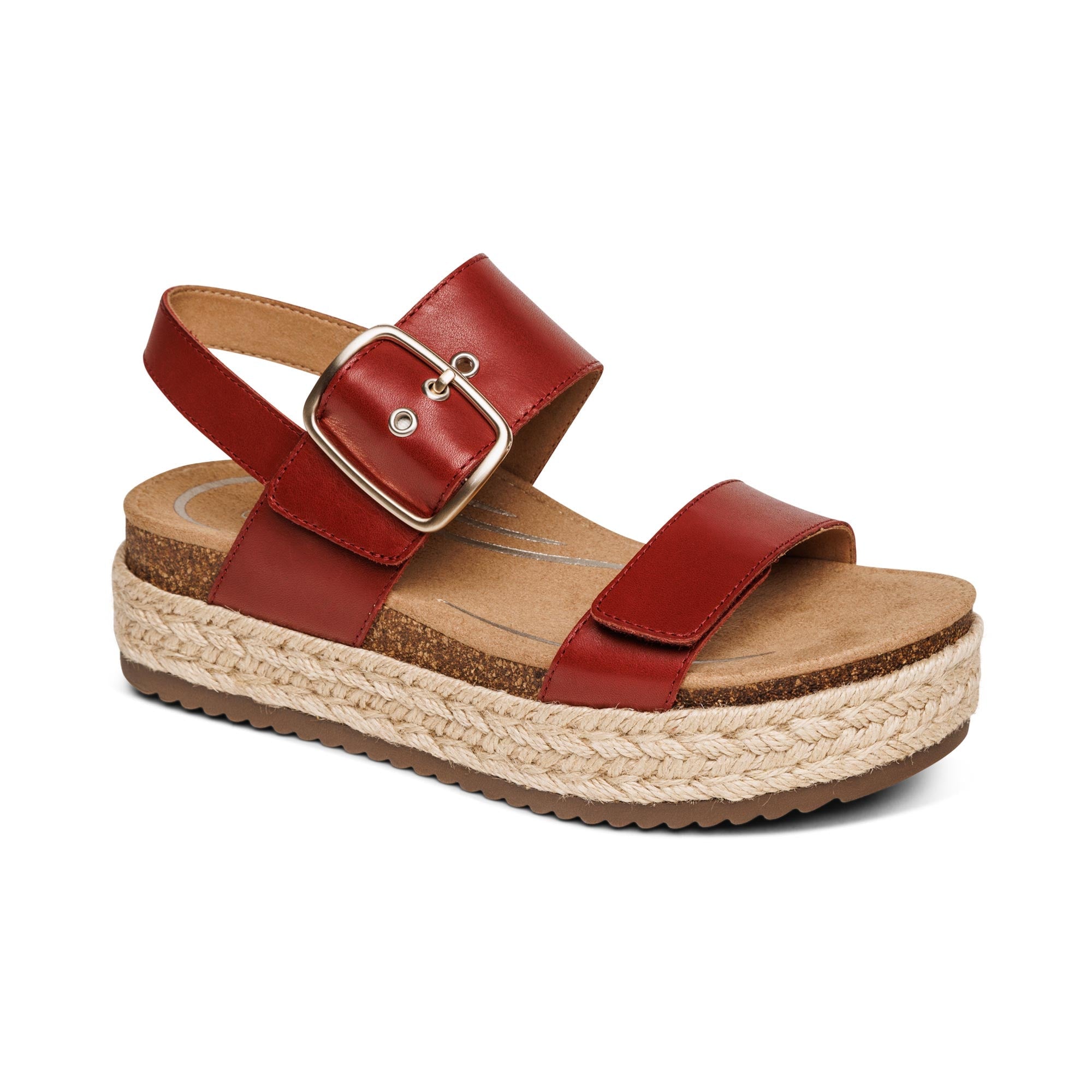 Aetrex Vania arch support platform sandal in red