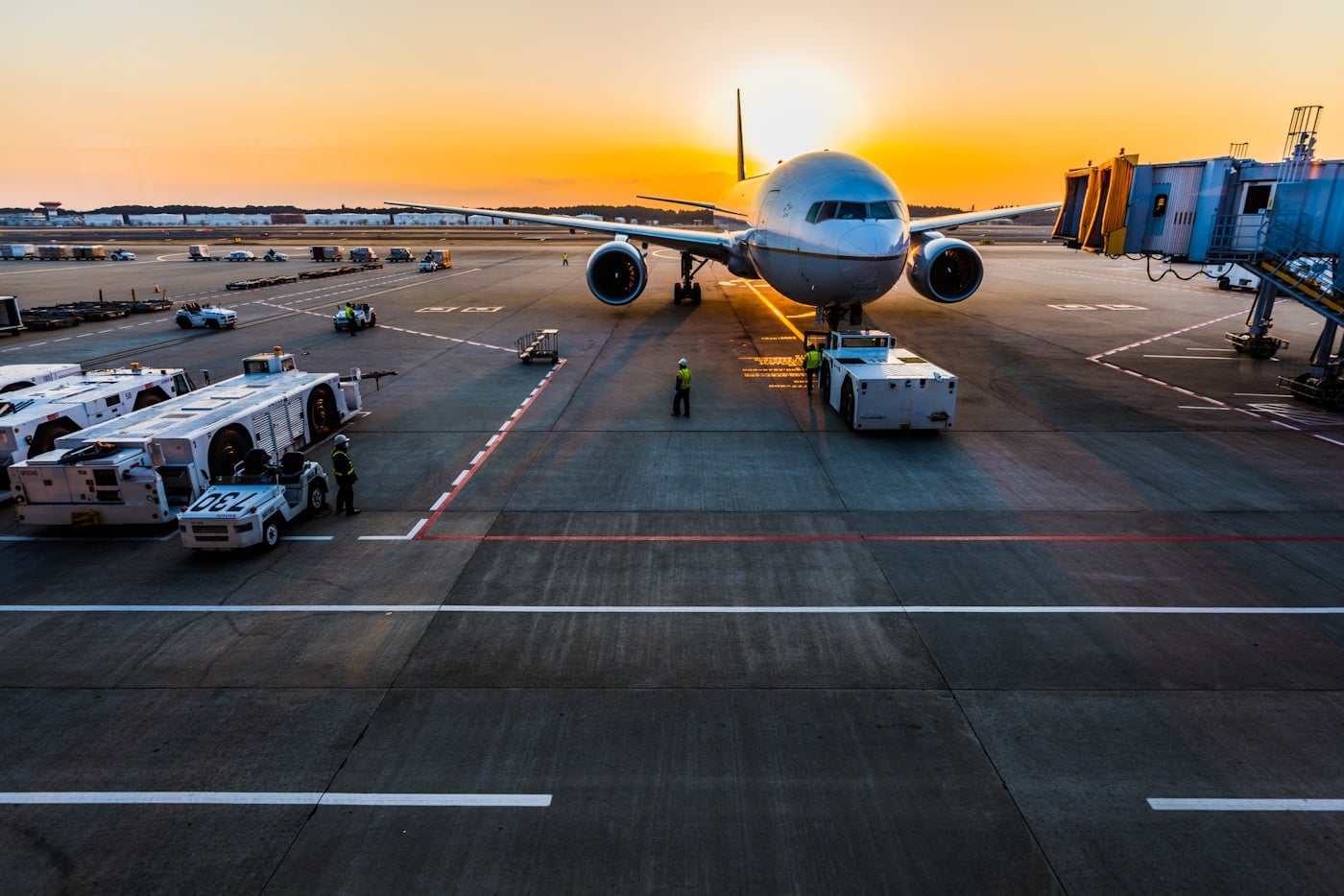 Airplane at an airport during a journey