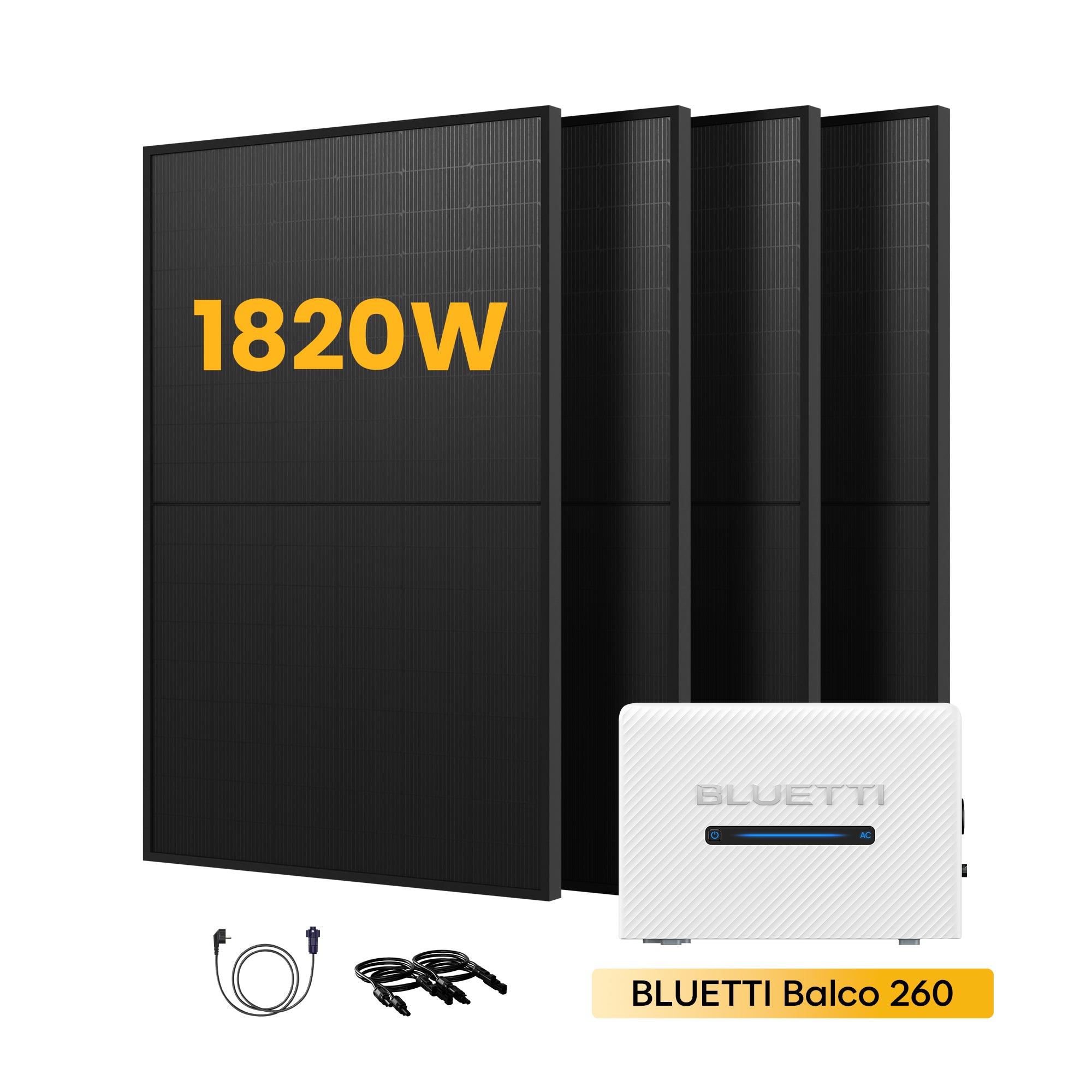 BLUETTI Balco 260 Solarspeicher mit vier Solarmodulen