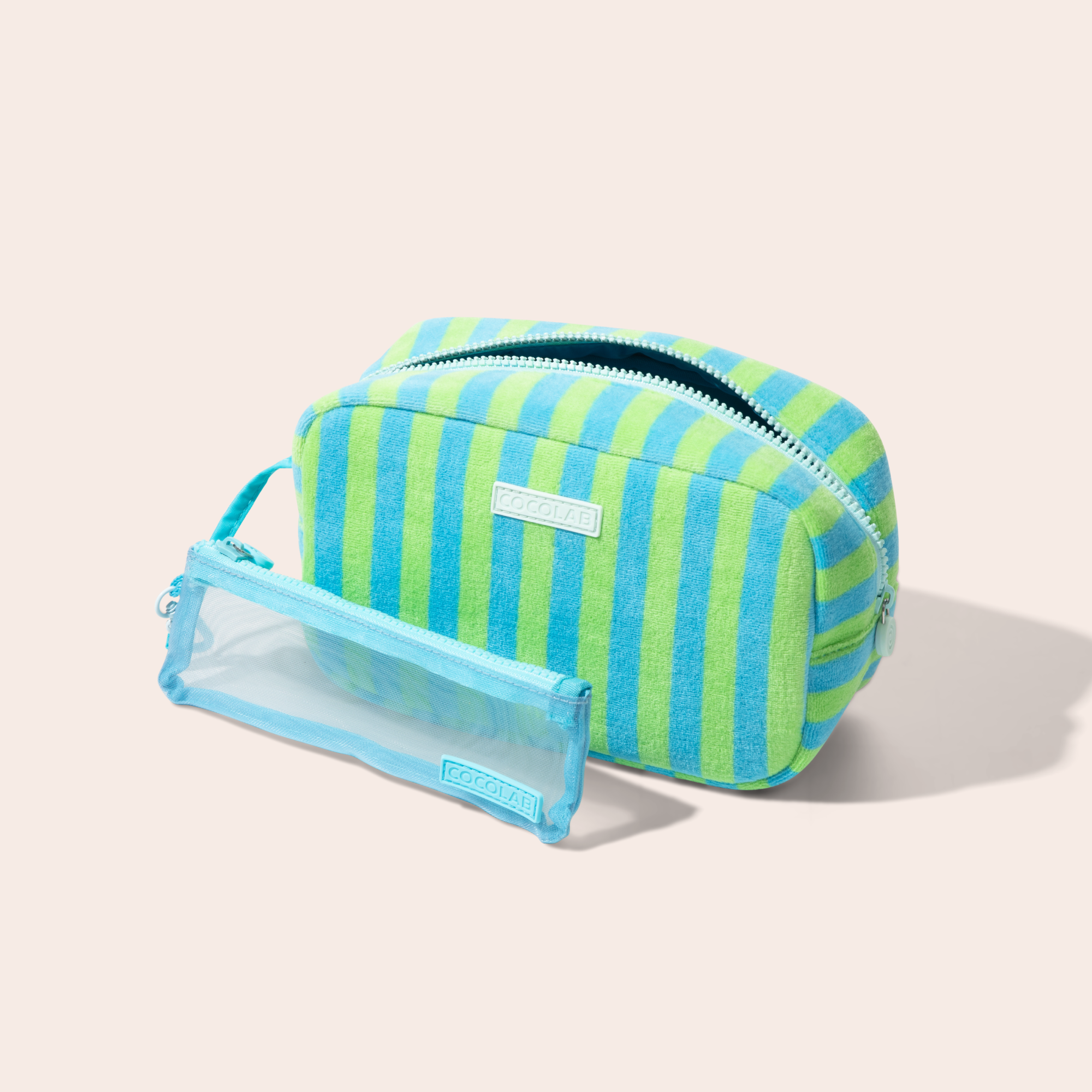 Jet Setter Pouch in soft terry cloth with a colorful zipper