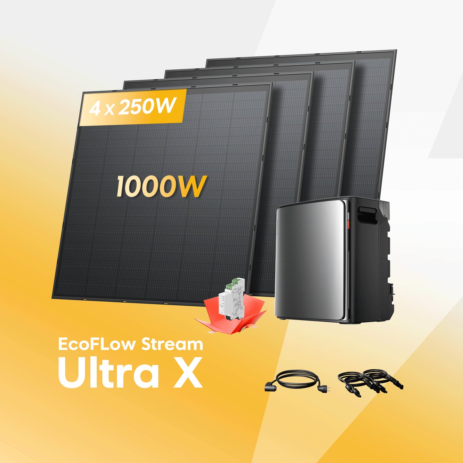 EcoFlow Stream Ultra X mit vier Solarmodulen