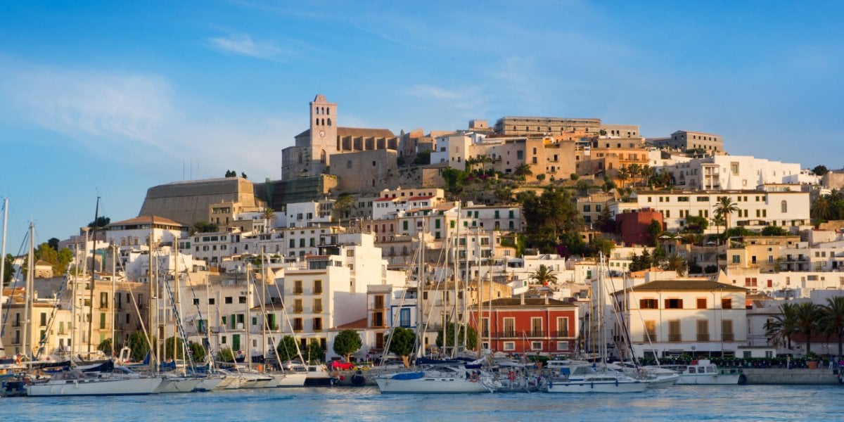 Boats and the town of Eivissa in Ibiza