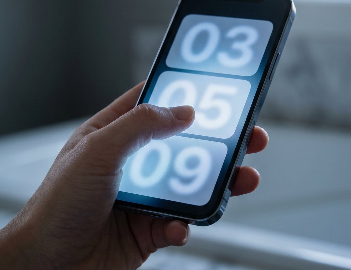 Hand hält ein Smartphone