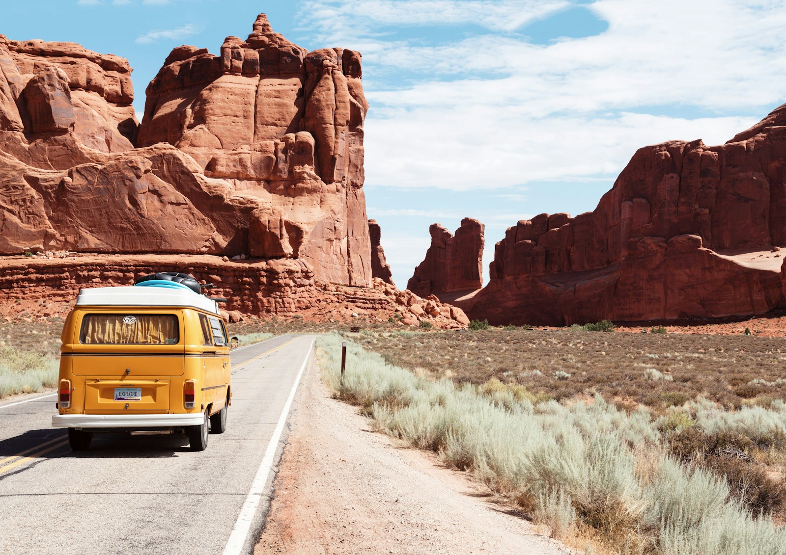 Car on a scenic road during a family road trip