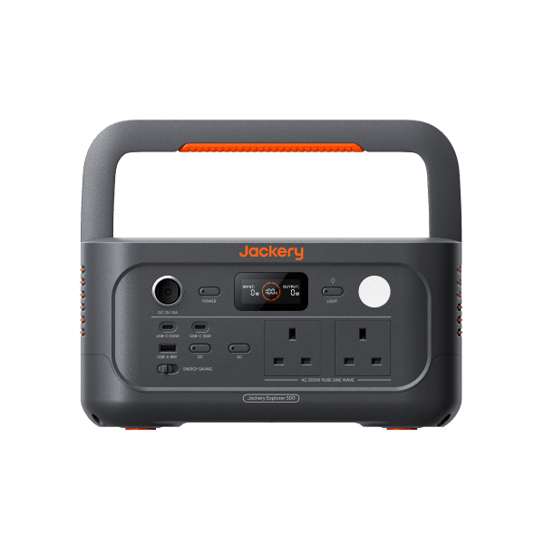 Jackery Explorer 500 v2 portable power station shown from the front