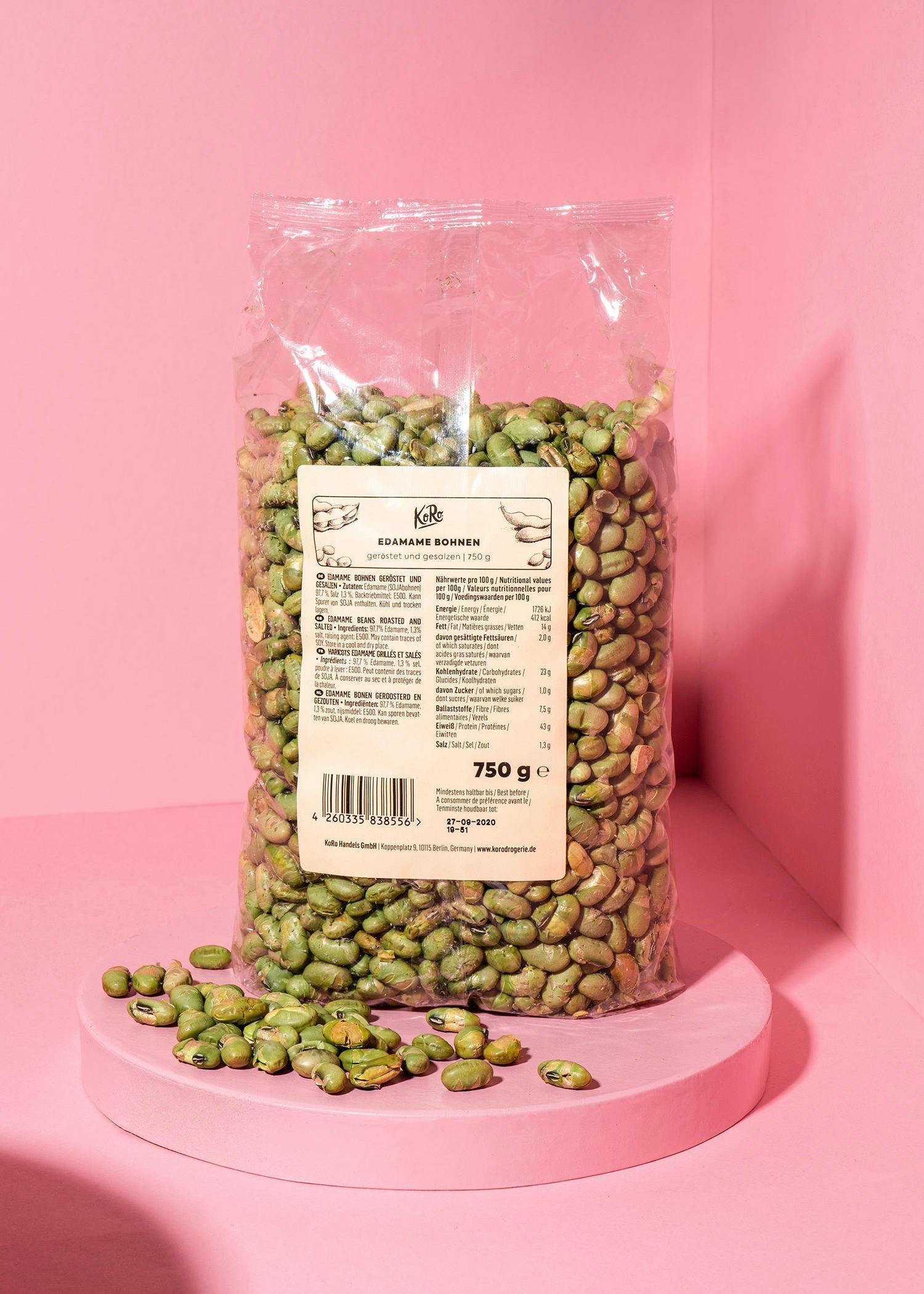 Geröstete und gesalzene Edamame Bohnen von Korodrogerie