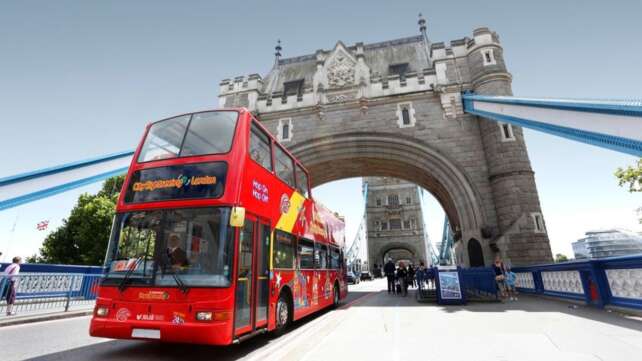 City Sightseeing London bus crossing Tower Bridge