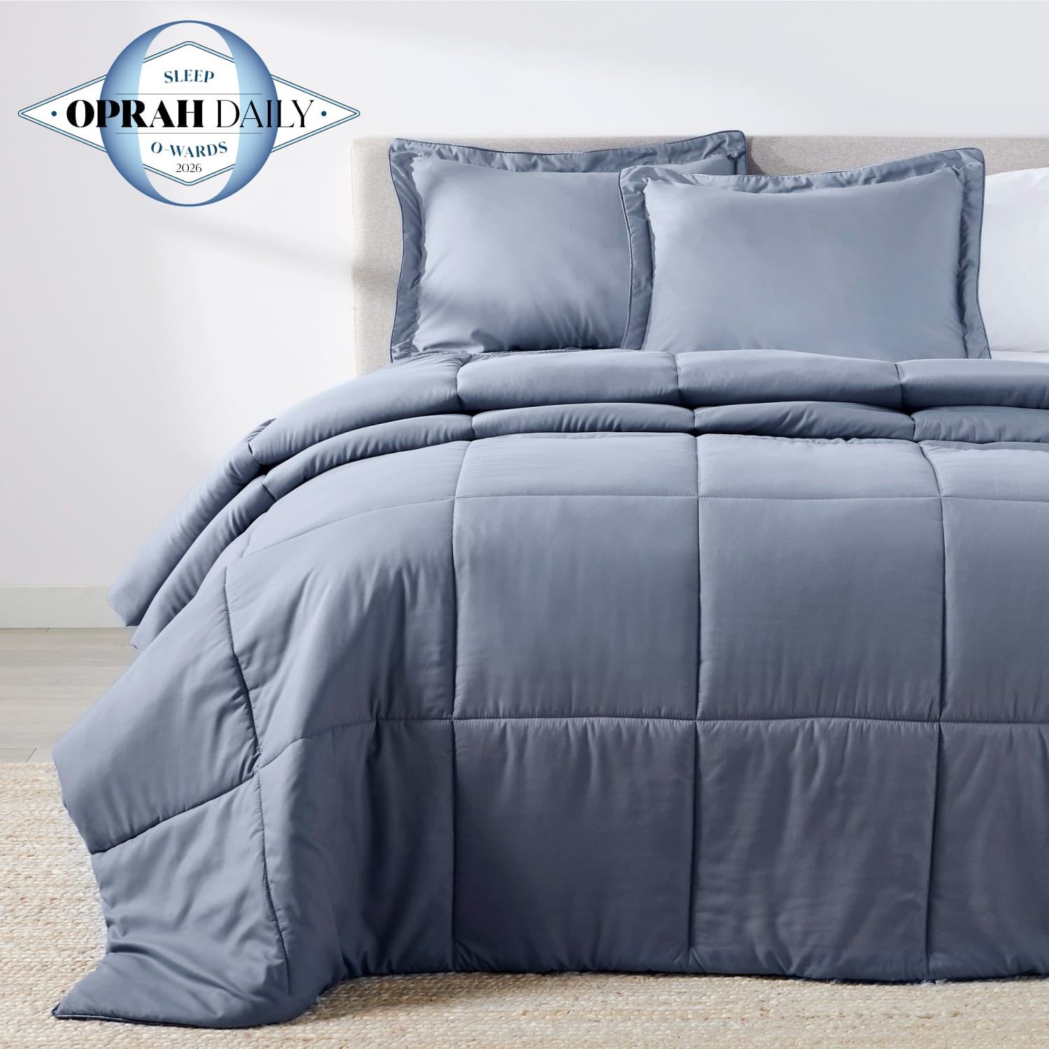 French Blue Oversized Comforter Set on a bed