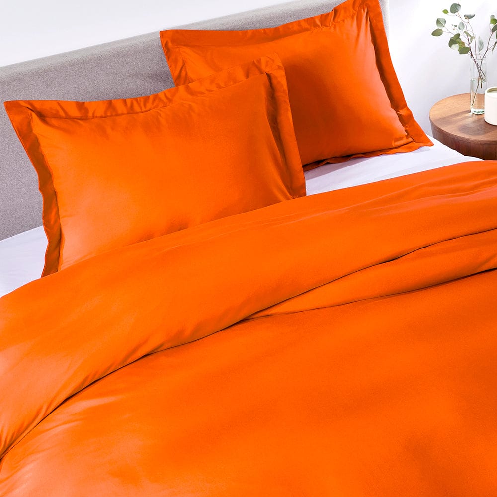 Sunkissed Orange Duvet Cover Set in a bedroom