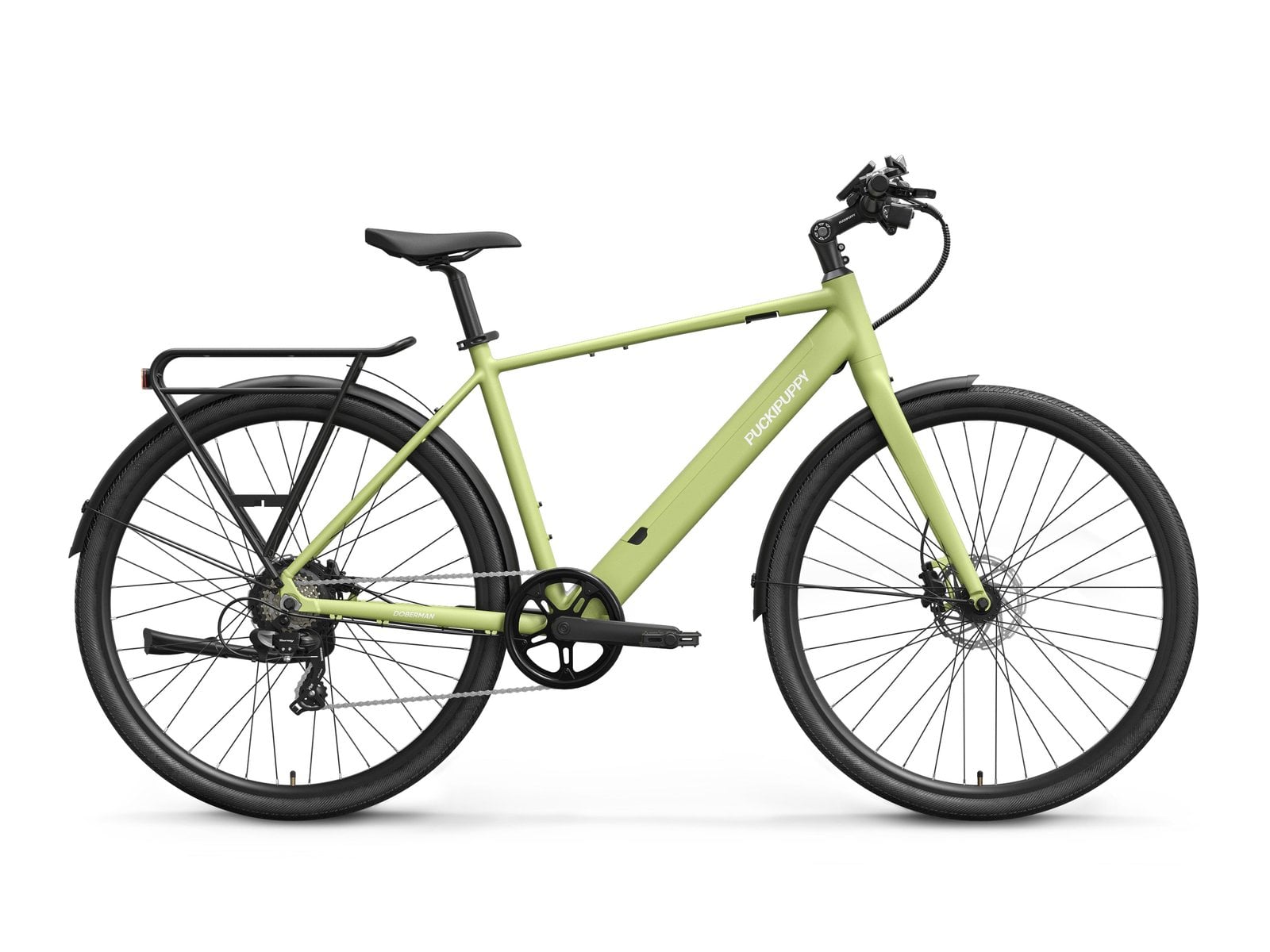 Puckipuppy Doberman electric bike in green and yellow