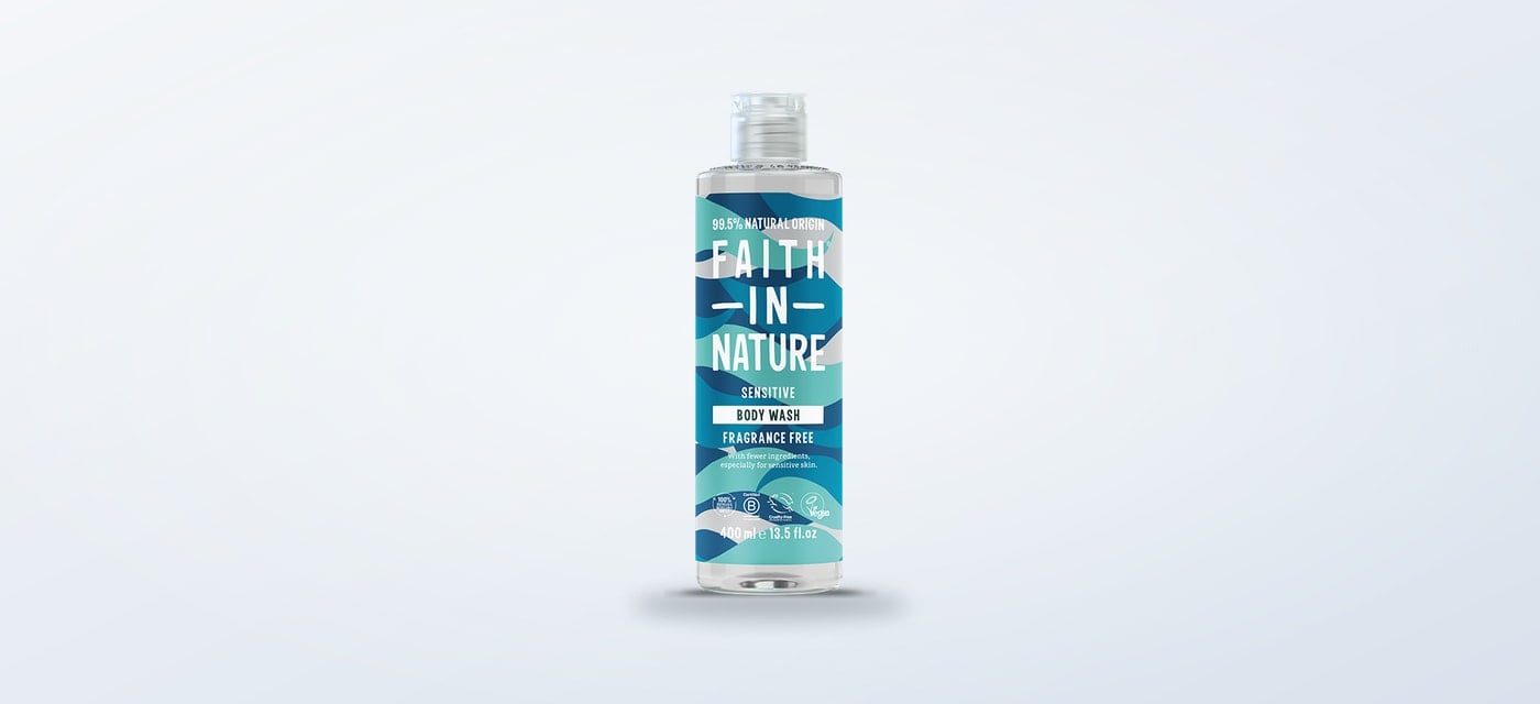 Faith In Nature fragrance free body wash bottle
