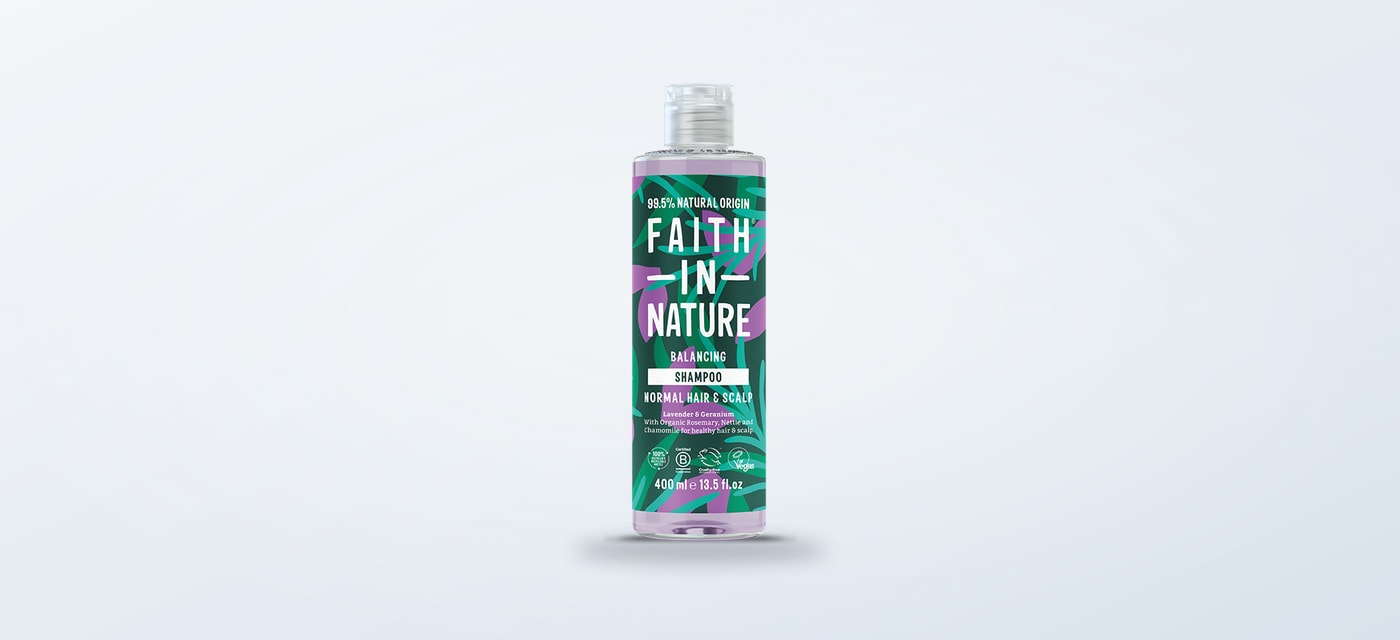 Faith In Nature Lavender and Geranium shampoo bottle