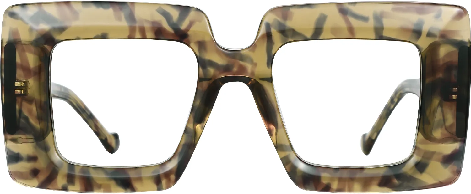 Eyeglasses frame photographed from the front on a clean background