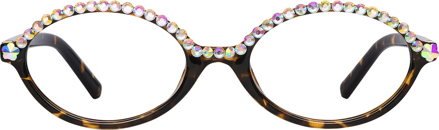 Quinlan oval eyeglasses with a diamond finish