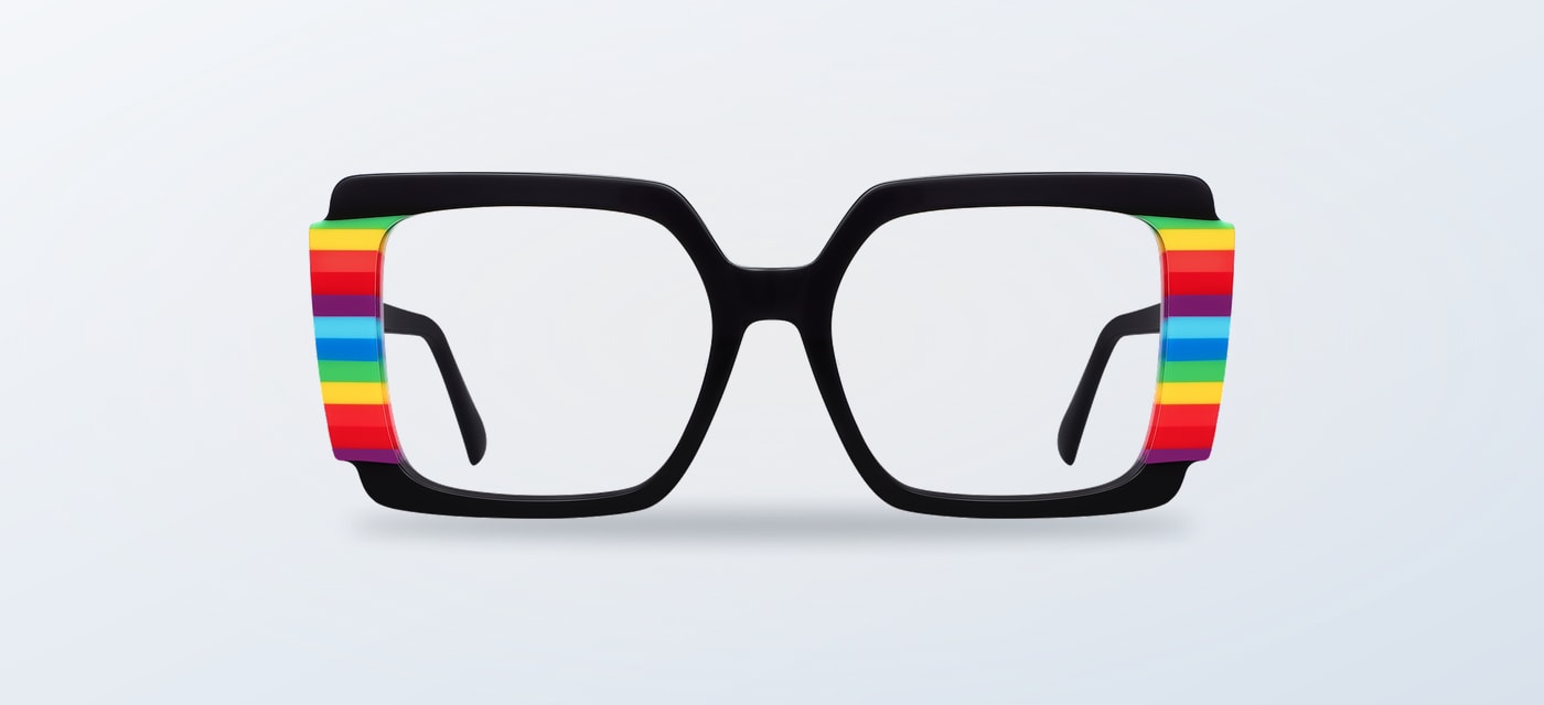 Myza square multicolour eyeglasses shown from the front