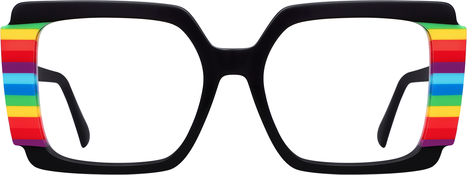 Myza square multicolour eyeglasses shown from the front