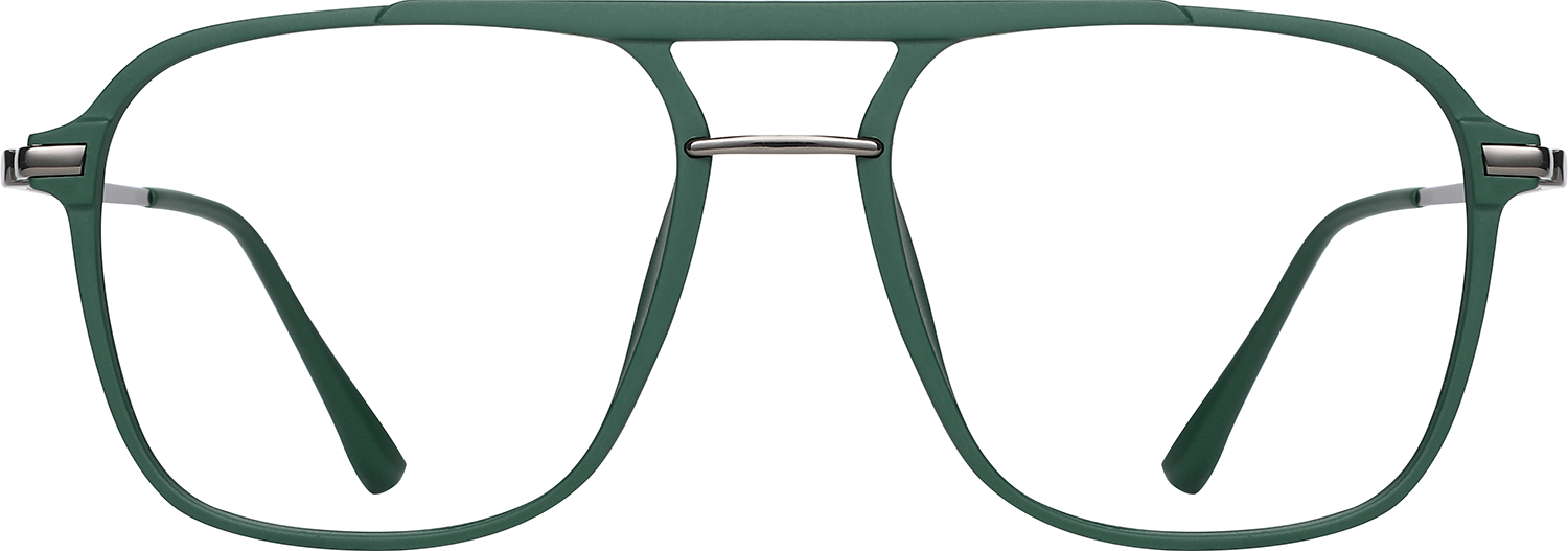 Percival aviator green eyeglasses shown from the front