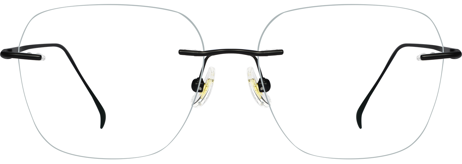 Quenby rimless square eyeglasses with titanium temples