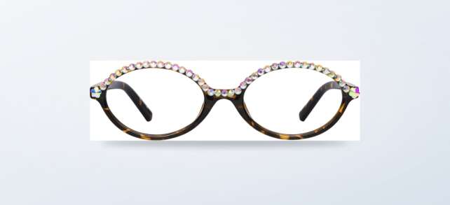 Quinlan oval diamond eyeglasses shown from the front