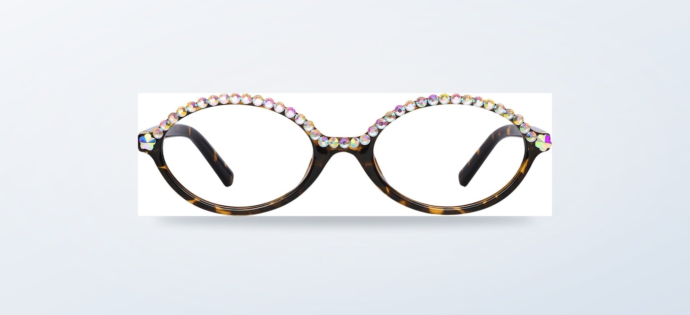 Quinlan oval diamond eyeglasses shown from the front