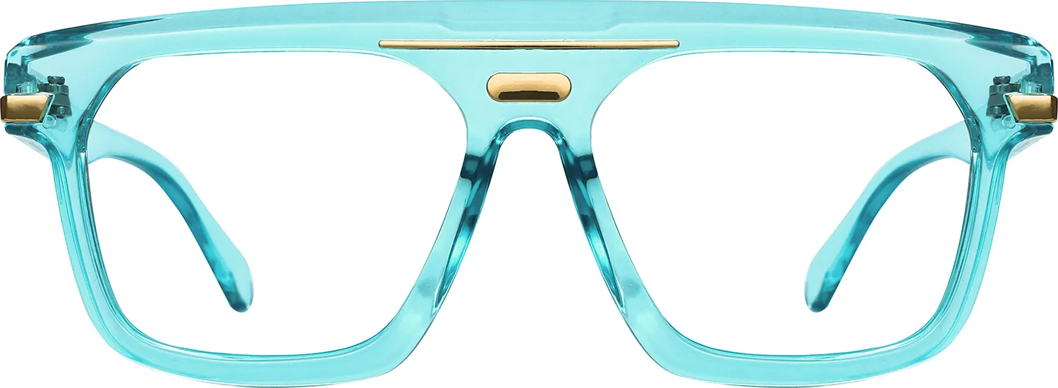 Taldorianne square blue eyeglasses shown from the front