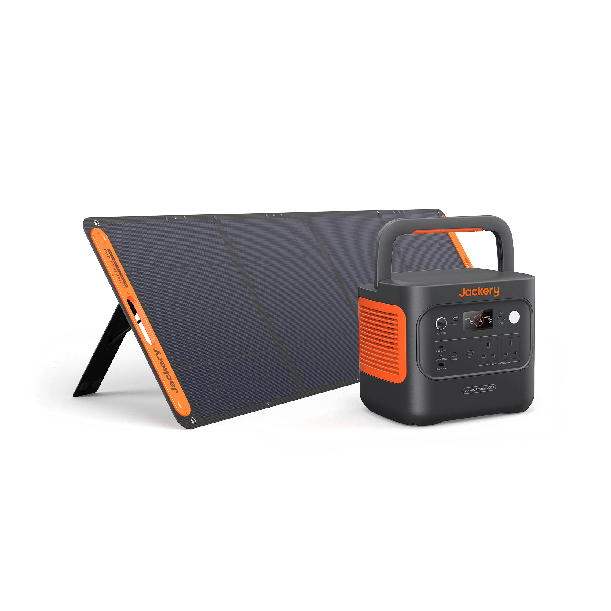 Jackery Solar Generator 2000 v2 with a solar panel