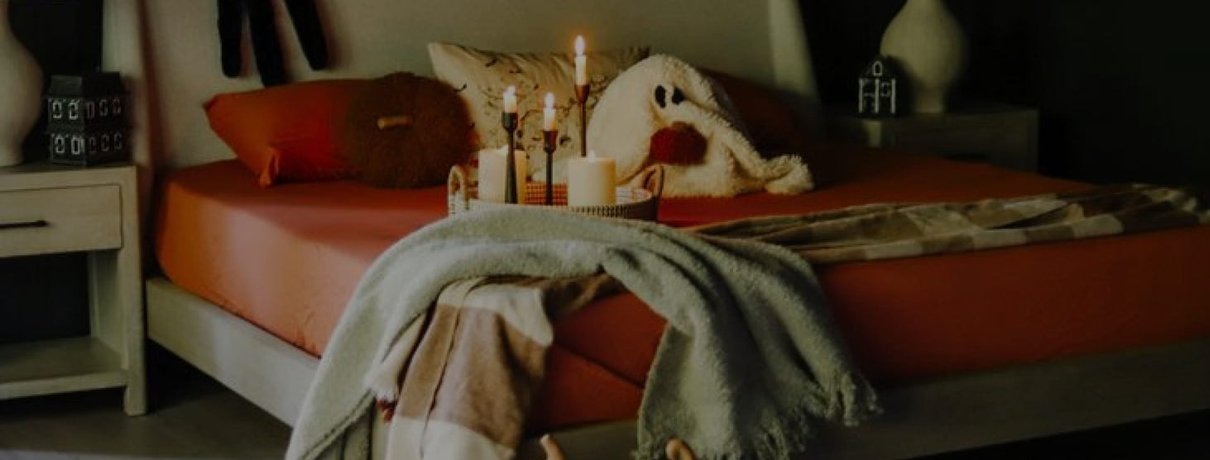 Bedroom scene with PeachSkinSheets bedding