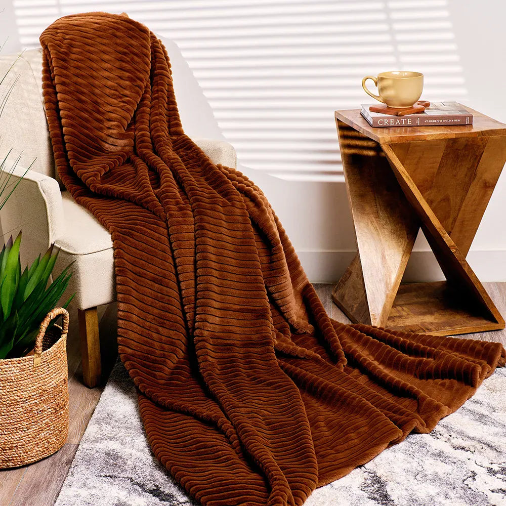 PeachSkinSheets PeachyMink throw blanket styled in a room