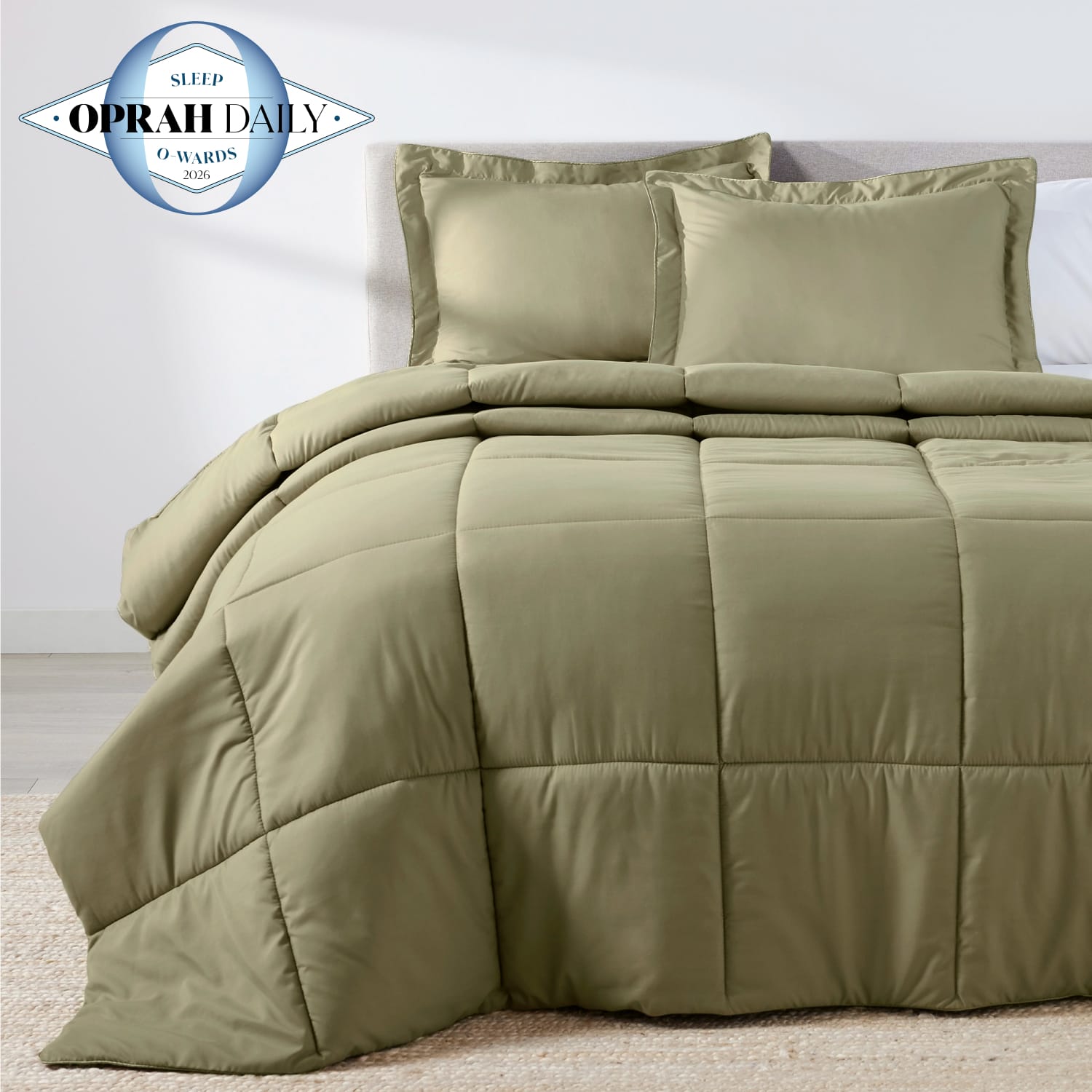 French Blue duvet cover set styled in a bedroom