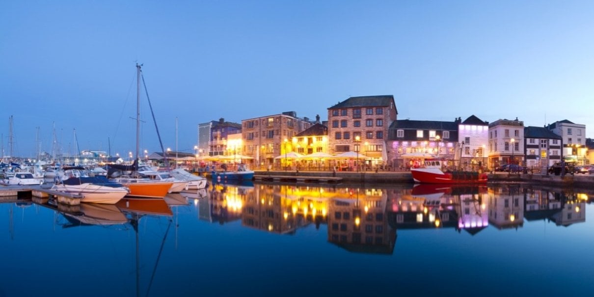 Harbour and city lights at Plymouth