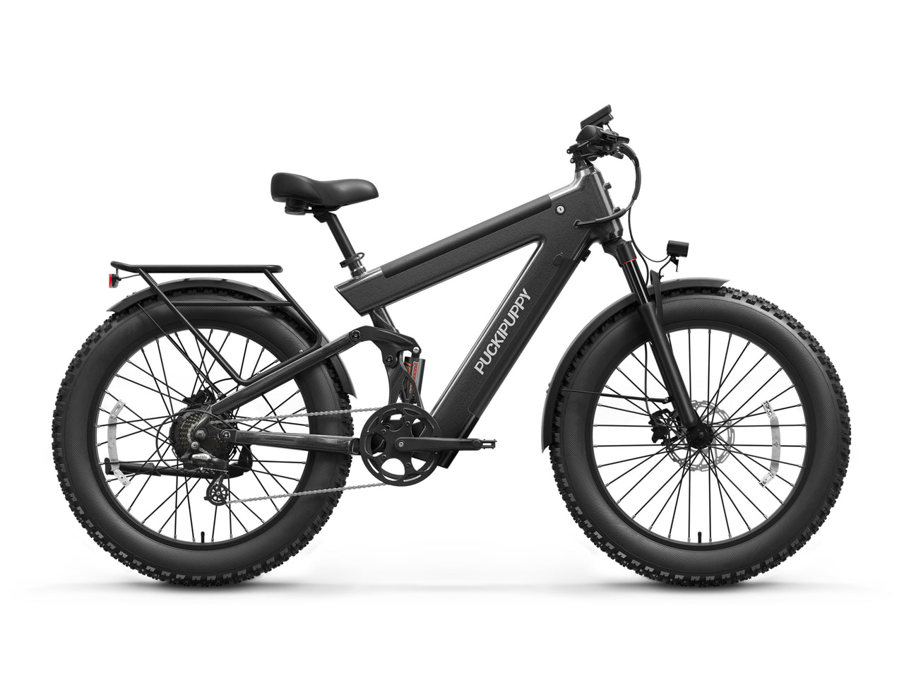 Gray Bulldog Pro electric bike with a rear rack and full-size frame