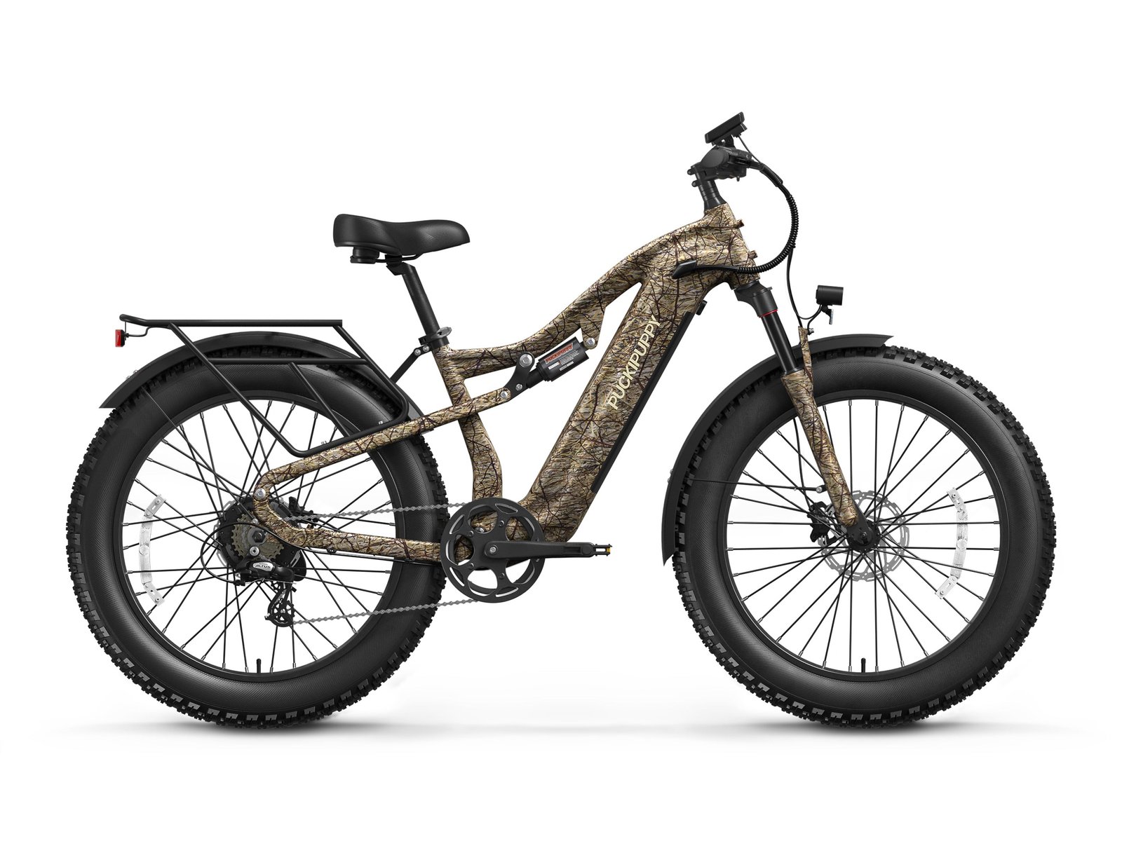 Puckipuppy Labrador Pro electric mountain bike in camouflage