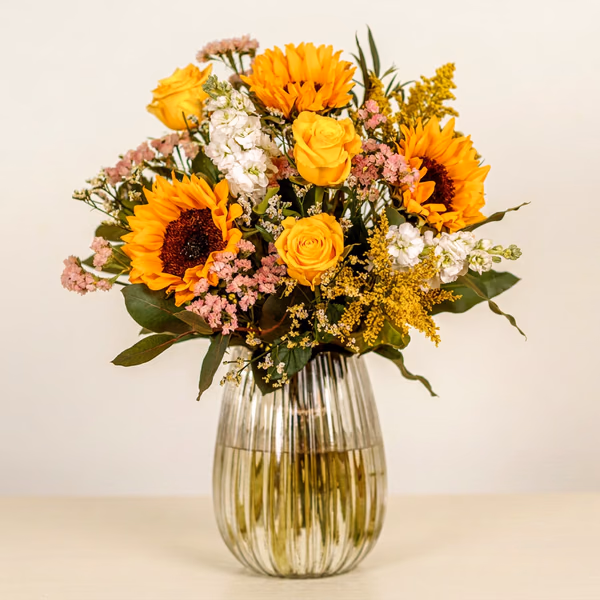 A hand-tied bouquet of fresh flowers